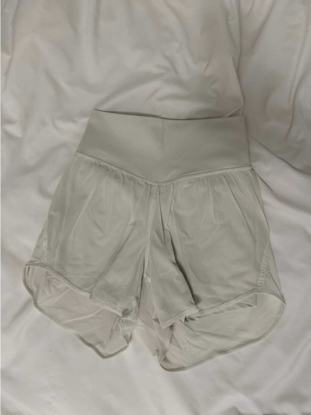 Lululemon Ivory Mesh Yoga Shorts